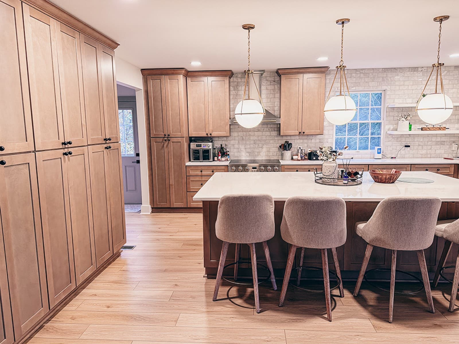 Custom quartz kitchen countertop installation