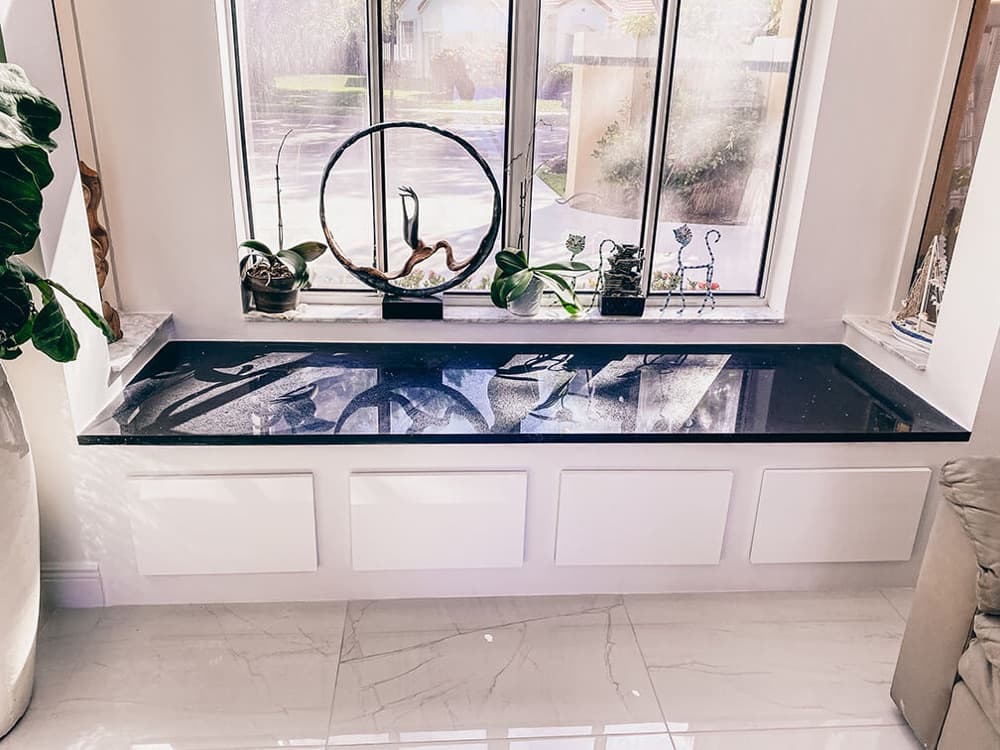 Black granite countertop installation